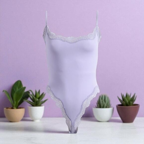 SKIMS Fits Everybody Lace Cami Bodysuit XL X-Large Purple Snap Closure Jupiter - Picture 3 of 3